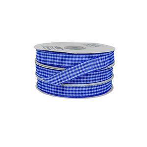 Cinta decorativa azul rey de cuadros, ideal para productores y distribuidores buscando realce con estilo.