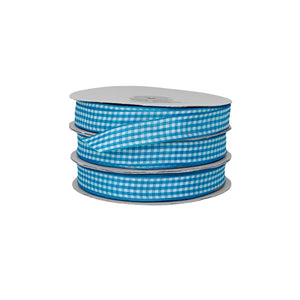 Cinta vichy a cuadros turquesa y blanco, en rollo, diseño versátil para productores y distribuidores exigentes.