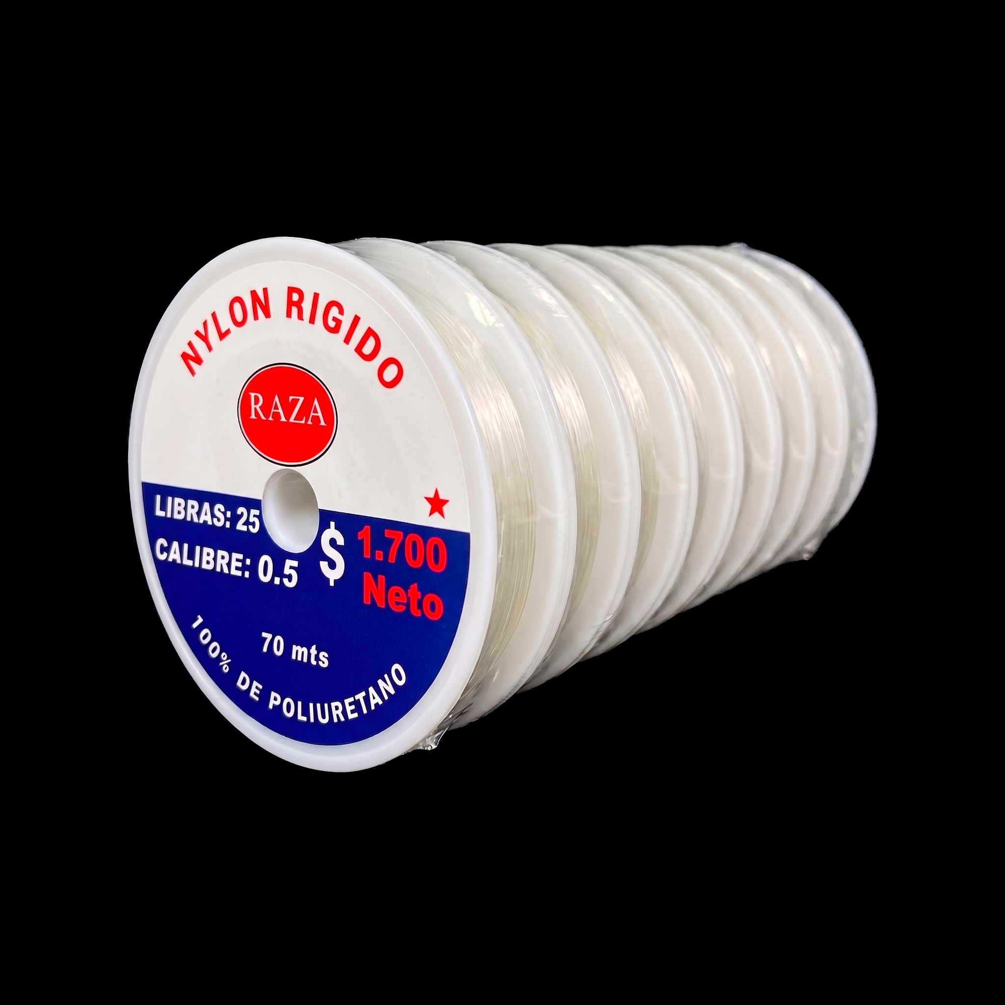 NYLON RIGIDO 25L(0.5) ROLLO 90 MTS X 10 ROLLOS