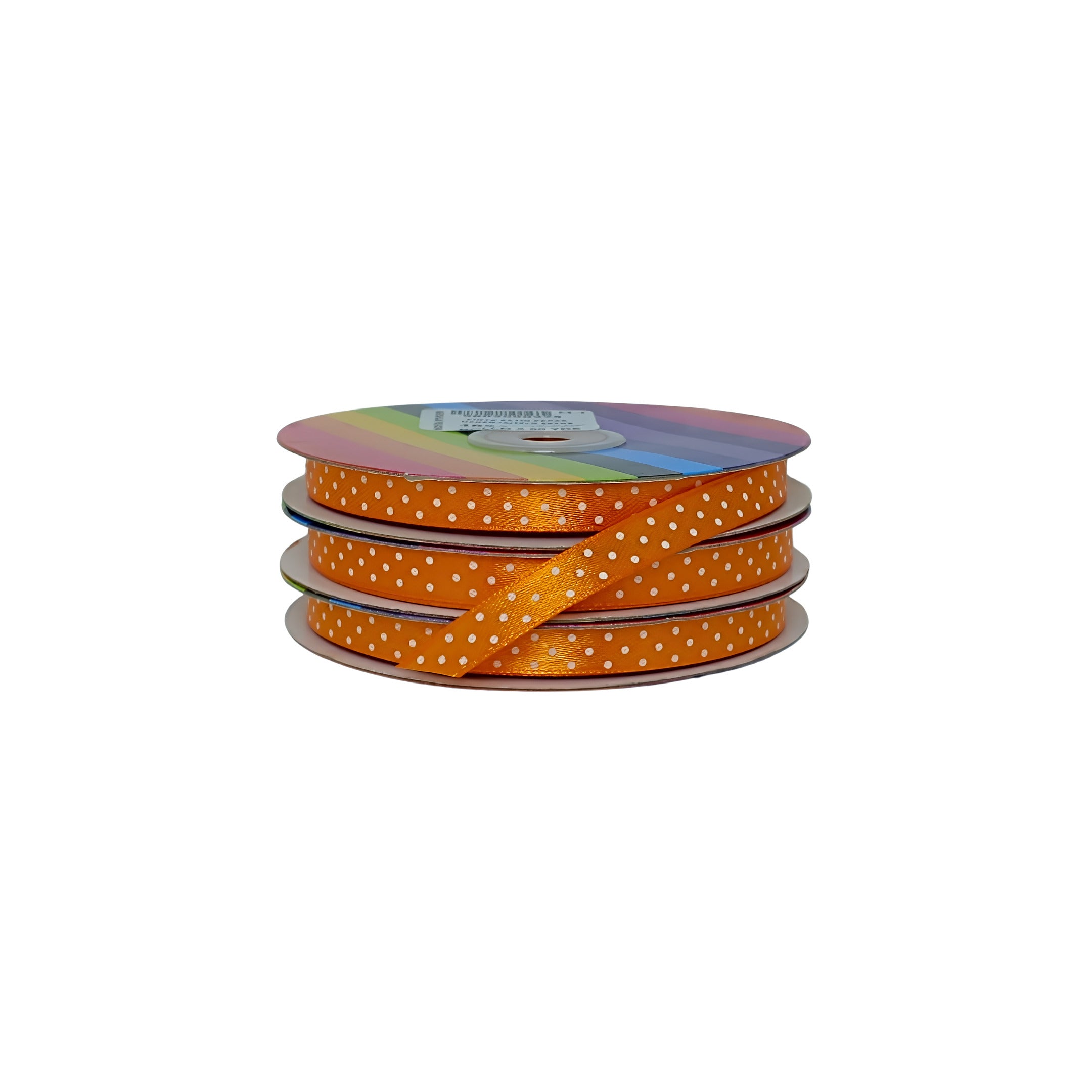 Rollo de cinta naranja con puntos blancos, versátil para decorar regalos y producción al por mayor.
