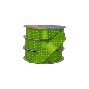 Cinta verde limon con puntos blancos, elegante y vibrante, ideal para decoraciones y proyectos al por mayor.
